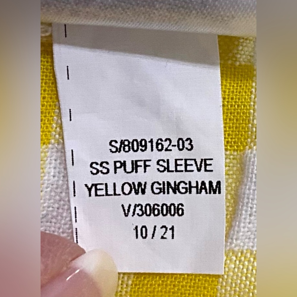Old Navy Womens XS Yellow White Gingham Check Puff Sleeve Babydoll Dress Preppy - Picture 12 of 12